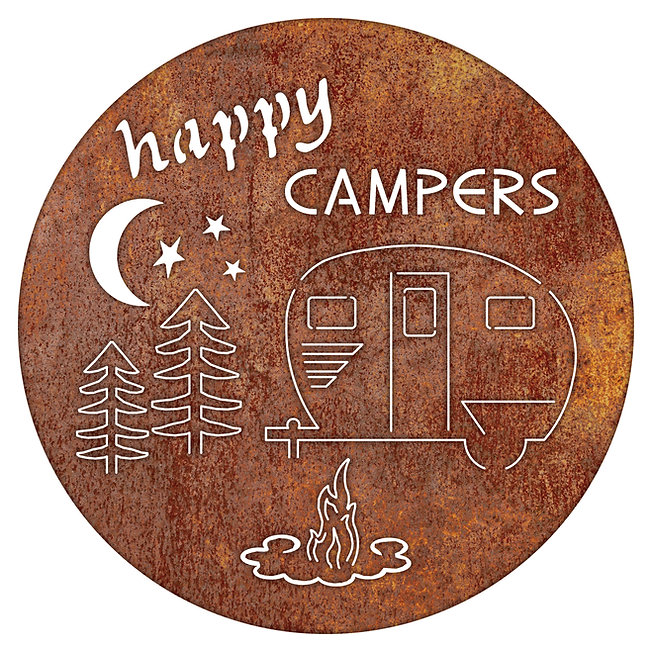 Happy Camper With Camper Rustic Metal Sign