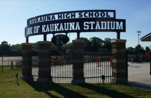 Kaukauna High School Stadium Fence and Sign by P&D Metal Works