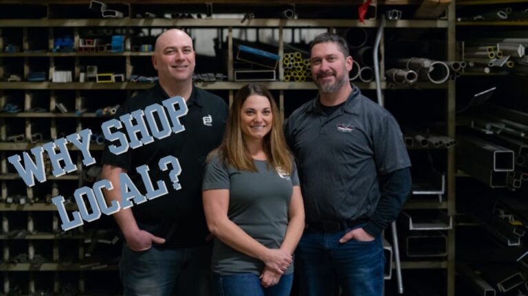 P&D Metal Works Family with Silver Why Shop Local Text