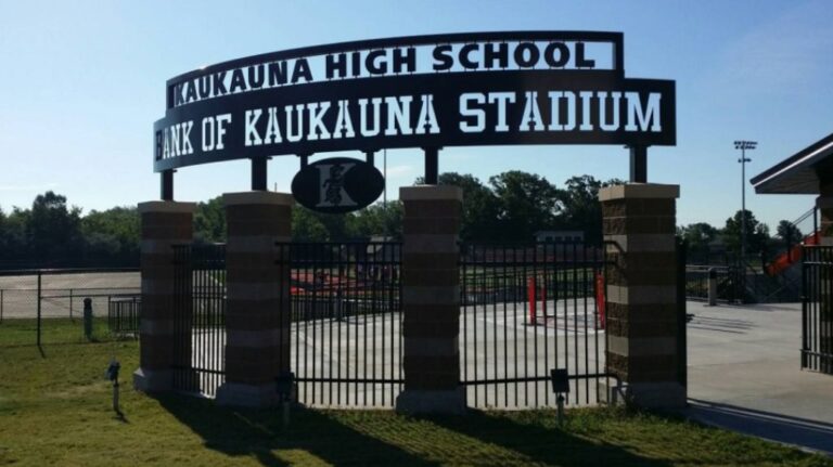 Kaukauna High School Stadium Sign and Fence by P&D Metal Works