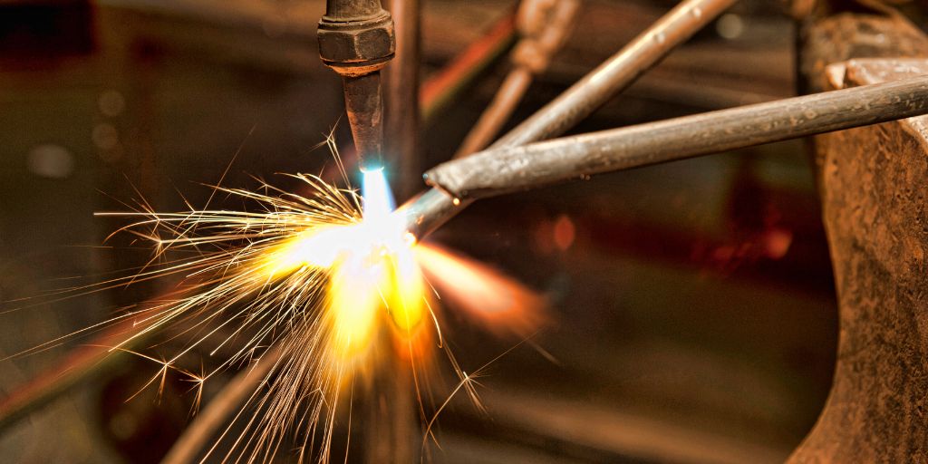 Close Up of Welding Torch on Metal