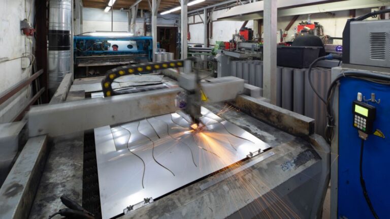 Laser Cutting Table in Metal Shop