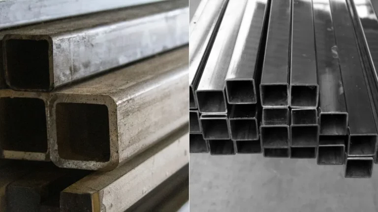 Pile of Steel Square Tubes vs Pile of Stainless Steel Square Tubes